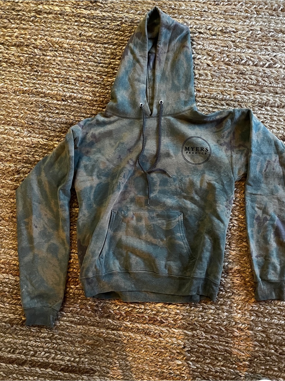 Hanes EcoSmart Grey/Indigo hand tie dyed Hooded Sweatshirt
